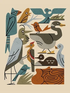 Motley Flock No. 2 Art Print Renea L. Thull 11 x 14 in. Paper Size New Unframed - Picture 1 of 1