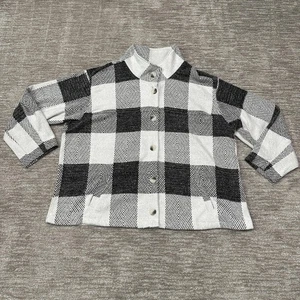 Chaqueta CJ Banks para mujer 3X negra blanca a cuadros borrosa acogedora botón - Imagen 1 de 12