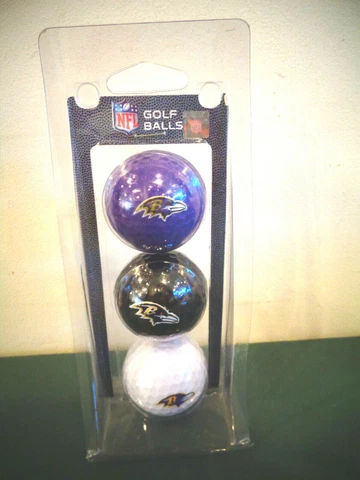 NFL BALTIMORE RAVENS 3 PACK GOLF BALLS NIP NOS Cover