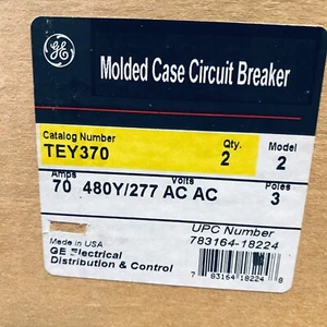 GE TEY370 BREAKER 3POLE 70A 480/277V NEW IN BOX READY TO SHIP (PER EACH) - Picture 1 of 1