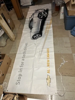 2010 CAMARO NOS DEALER SHOWROOM VINYL BANNER "STOP IN FOR A TECH DRIVE" 118"X32" - Image 1 of 4