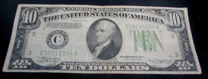 1934A TEN DOLLAR FEDERAL RESERVE NOTE - PHILADELPHIA - Picture 1 of 2