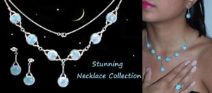 Stunning Larimar Earings Necklace Set .925 Sterling Silver (New Style) - Picture 1 of 5