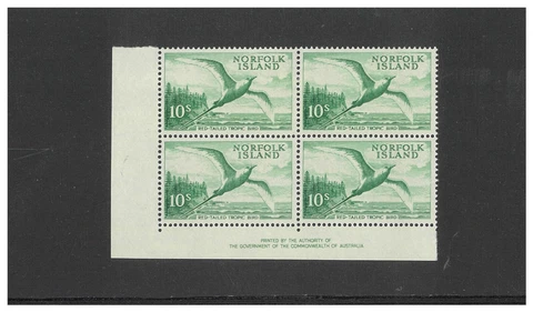 Norfolk Island 1961 10/- Tropic Bird Authority Imprint Block/4 Stamps SG36 3-20 Cover