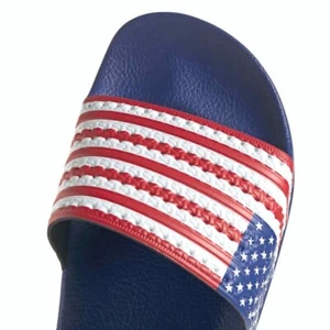 adidas Adilette Slides USA Flag Flip Flops Beach New Blue Slippers Men Size 🇺🇸 - Picture 1 of 4