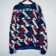 Northern Isles Fisherman Sweater Mens Large Multicolor Wool Pullover Hand Knit