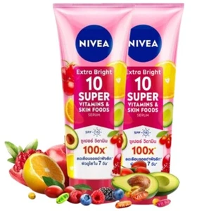 Lotion Nivea 2 x 70 ml Extra Bright 10 Super Vitamins & Skin Care Foods Serum - Picture 1 of 7