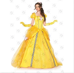 Adult Beauty and The Beast Princess Belle Cosplay Costume Fancy Ball Gown Dress - Picture 1 of 12