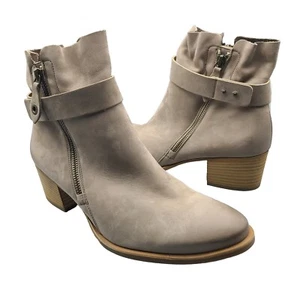 Paul Green Boots Dallas Beige Suede Leather Zippered Ankle Bootie Sz US 10.5 New - Picture 1 of 10