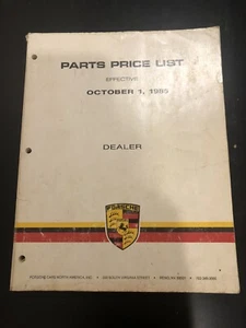 Porsche Dealer Parts Price List Catalog - October 1, 1985 - 359 Pages - Picture 1 of 10