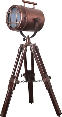 Tripod Table Lamp With Stand Desk Lamp Spot Light Copper Nautical Searchlight - Image 1 of 4