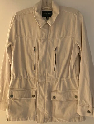 Chaqueta de Primavera Lucky Brand M Marfil con Cierre y Cordón Cintura Foto 1 de 2