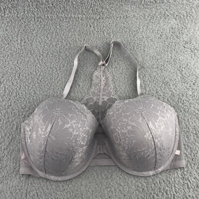 Victoria's Secret Mujer Forrada Demi Doble 38DD GRIS Floral Encaje Coqueta Foto 1 de 4