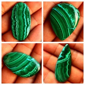 4 Pcs Natural Malachite Chrysocolla Top Quality 35mm-46mm Cabochon Gemstones Lot - Picture 1 of 15