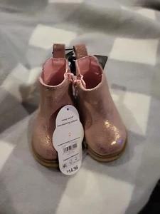 Wonder Nation Baby Girls' Pink Glitter Chelsea Boots Size 2 (3 Months) - Picture 1 of 5