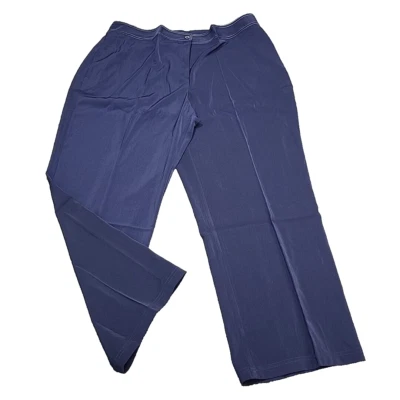 Susan Graver Style Modern Button Zip Fly Closure Pants 3X Plus Size Navy Pockets - Image 1 of 4