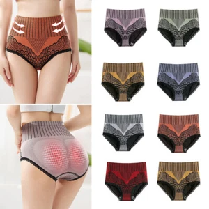 Women High Waist Knickers Briefs Ladies Tummy Control Underwear Lace Panties - Picture 1 of 20