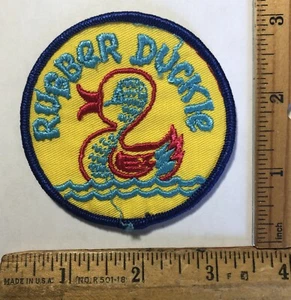 Vintage 1970s Rubber Duckie Sew On Embroidered Patch Hippie Duck Ducky Funny - Picture 1 of 2