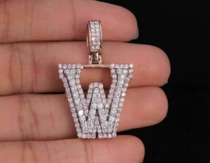 2.50 Ct Round Cut Simulated Diamond Initial Letter Pendant 14K Rose Gold Plated - Picture 1 of 4