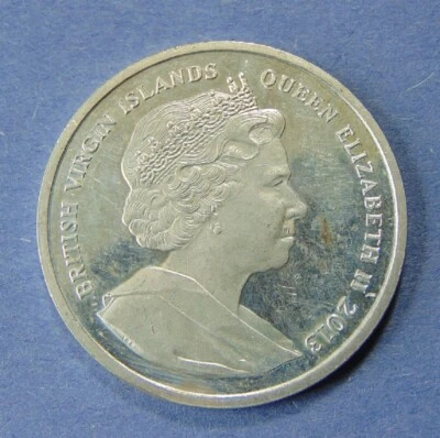 SCARCE 2013 BRITISH VIRGIN ISLANDS  SILVER TEN DOLLARS ~ ELIZABETH II & KENNEDY - Image 1 of 2
