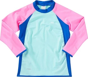 TYR Girls' Solid Splice Long Sleeve Rash Guard - Picture 1 of 1