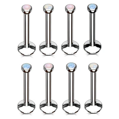2X Anillo Labret Monroe Labio Barra 6-12mm Acero Opalita Hilo Interno Piercing Foto 1 de 4