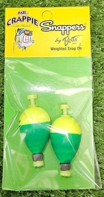 Betts Mr Crappie Snappers утяжеленные поплавки желто-зеленые - упаковка 10 шт. - MP150W-2YG-10 - Изображение 1 из 2
