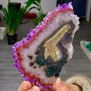 211G Natural Alta Calidad Amatista Ágata Cuarzo Racimo Rebanada Cristal Mineral - Imagen 1 de 17