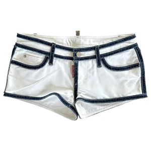 Dsquared2 White Denim Trim Micro Mini Shorts - Picture 1 of 5