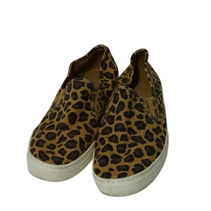 1994 Brand Brown Leopard Print Slip-On Sneakers Loafer Women Size 6 Casual Shoes - Picture 1 of 6