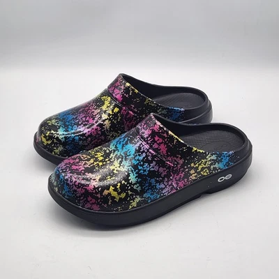Oofos Size 38 7 Women's Clog Mules Slip On Rainbow Black - Image 1 of 4