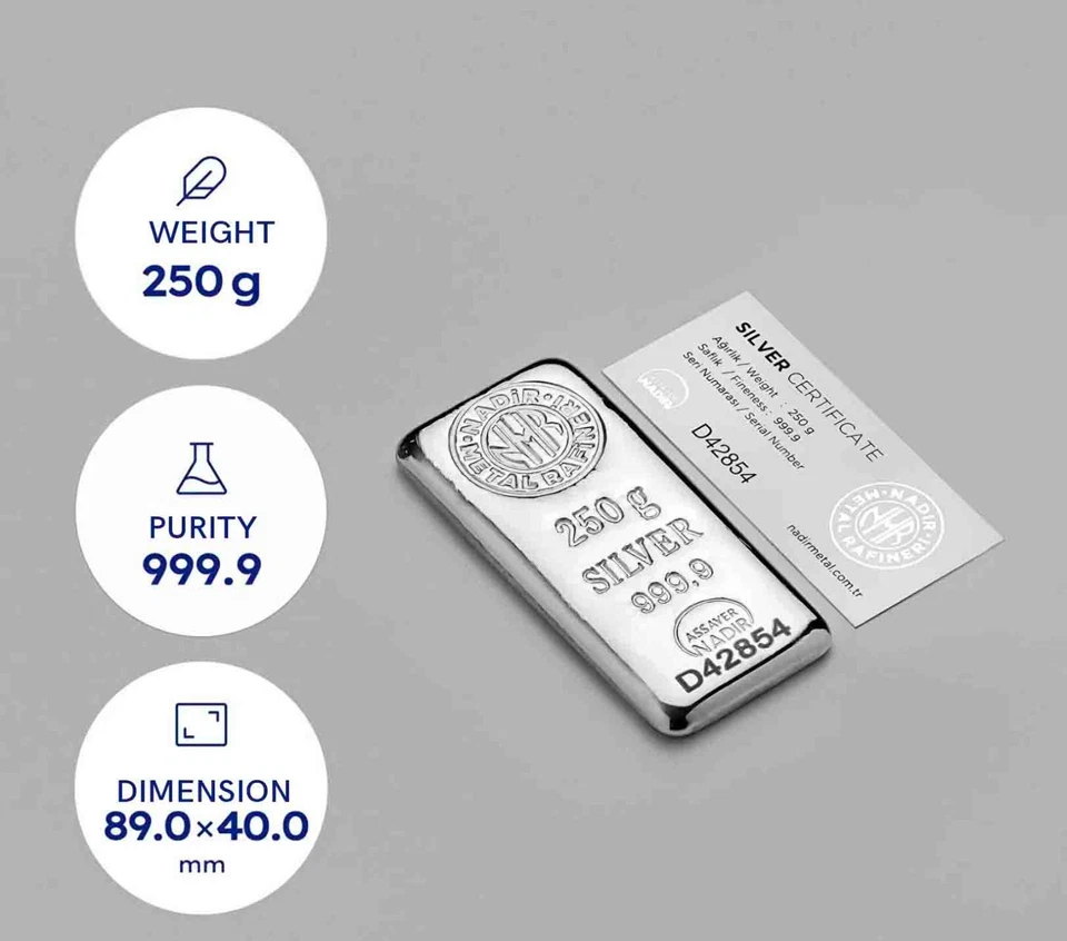 Barras de lingotes de plata 250gr certificadas Foto 1 de 1