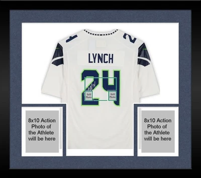 Framed Marshawn Lynch Seattle Seahawks Autographed Nike White Game Jersey - Image 1 of 4