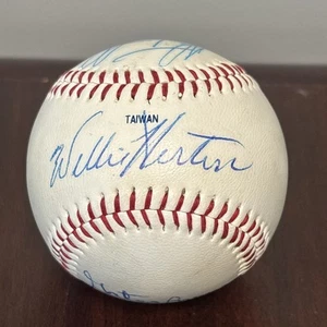 Wiilie Horton Alan Trammell Gates Brown Triple Signed Baseball Vintage Logo - Picture 1 of 4