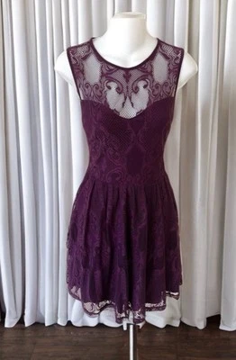 Express темно фиолетовый кружева оверлей платье S Fit & Flare причудливый готический прихотливый - Изображение 1 из 4