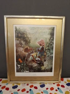 Vintage Anne Grahame Johnstone Large Print Picture Framed Cold Milk 56 Cm 80s - Picture 1 of 7