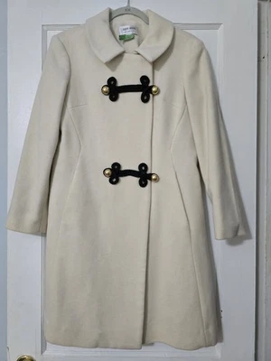 Abrigo Falda Alrededor Crema 100% Lana Talla 4 Totalmente Forrado Foto 1 de 4