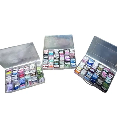 216 Floss Lot Embroidery Thread Bobbins Mixed Colors 3 Boxes Needle Point Craft - Image 1 of 4