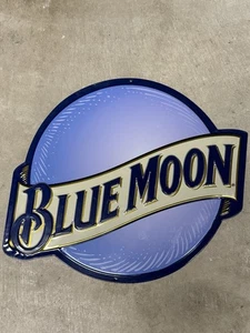 2011 Blue Moon Brewing Company Metall geprägt hängendes Bier Schild Werbung - Bild 1 von 6