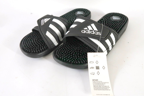 Nuovi sandali sportivi da recupero ADIDAS Adissage bianchi e neri US donna taglia: 7