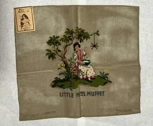Needlepoint Canvas Pre Worked Nursery Rhyme Little Miss Muffet New Old Stock - Picture 1 of 5