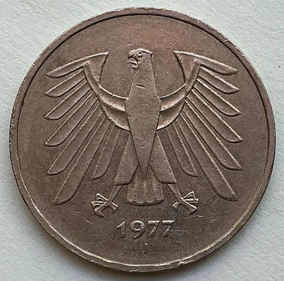 1977-J GERMANY 5 MARK DEUTSCHLAND - Image 1 of 2
