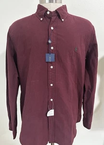 Nuevo con etiquetas Polo Ralph Lauren 100% Algodón Borgoña Manga Larga Shir Talla XL - Imagen 1 de 4