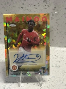 2024-25 Topps Chrome Sapphire UEFA Kobbie Mainoo Gold Refractor /50 Man U - Picture 1 of 2