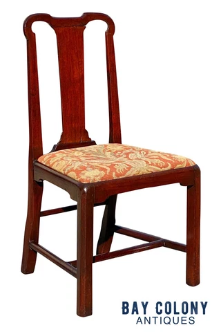 ANTIQUE GEORGE III PERIOD WALNUT SIDE CHAIR WITH PHOENIX DESIGN NEEDLEPOINT SEAT Cover