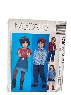 UNCUT FF Sewing Pattern McCalls 3742 Childs Western Shirt Skirt Pants 4-6 - Image 1 of 2