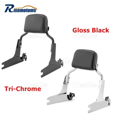 Respaldo desmontable negro cromado barra Sissy para Harley Softail Cross Bones Fatboy Foto 1 de 4
