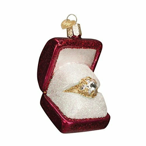 Engagement Ring in a Box Glass Old World Christmas Ornament 32176 BOX