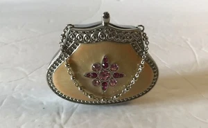 PartyLite - Strass Metall Geldbörse / Kerzenhalter Spiegel mit Kette - Bild 1 von 6