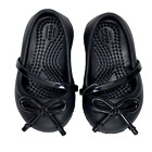 Crocs Baby Girls Infant Black Lina Bow Charm Flat Shoes size 4 Stylish & Comfy 